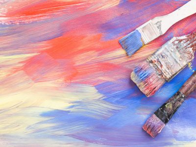 top-view-colorful-brushstroke-dirty-paint-brushes